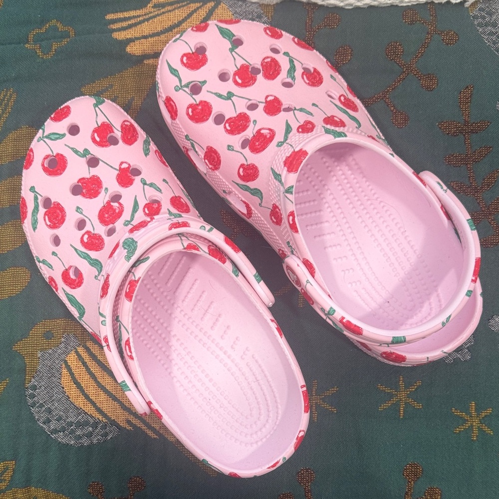 Cherry Print Kids Crocs - Brand New